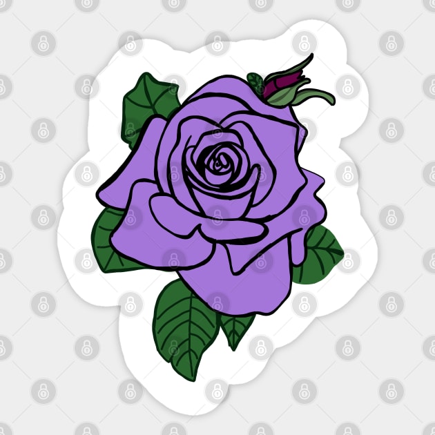 Purple Rose & Bud Sticker by Amanda Shelton